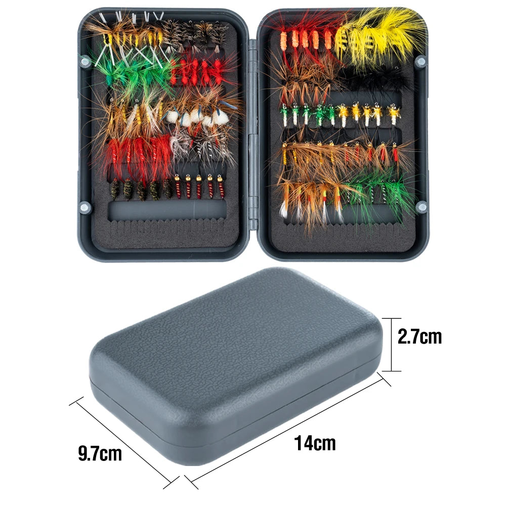 100-Piece Fly Fishing Flies Kit – Dry & Wet Flies with Storage Box