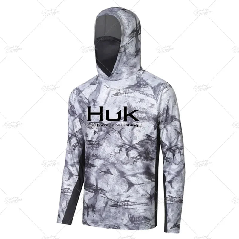 HUK Fishing Shirt Upf 50 Fish Hoodies Cap UV Protection Long Sleeve Jersey Camisa Pesca Angeln Bekleidung Angling Tops Gear