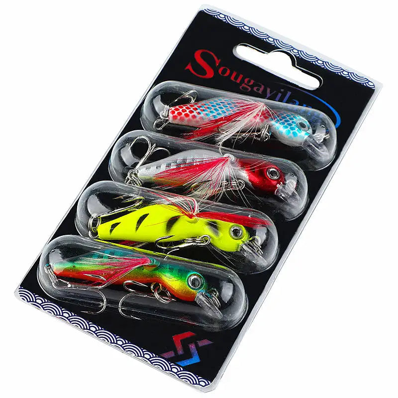 Sougayilang Fishing Bait Set 4PCS Wobbler Anti-corrosion Hook Bass Fishing Lure for Sea Carp Fishing Tackles De Pesca