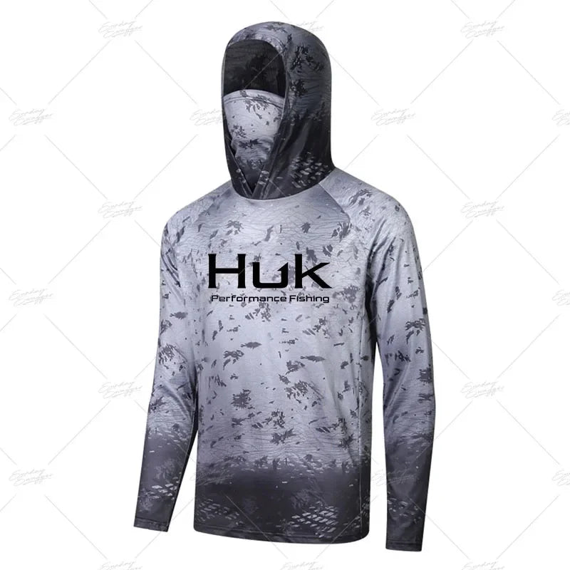 HUK Fishing Shirt Upf 50 Fish Hoodies Cap UV Protection Long Sleeve Jersey Camisa Pesca Angeln Bekleidung Angling Tops Gear
