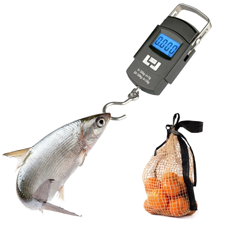 Fish Scale 110lb/50kg Digital Hanging Luggage & Fishing Scale with Backlit LCD Display
