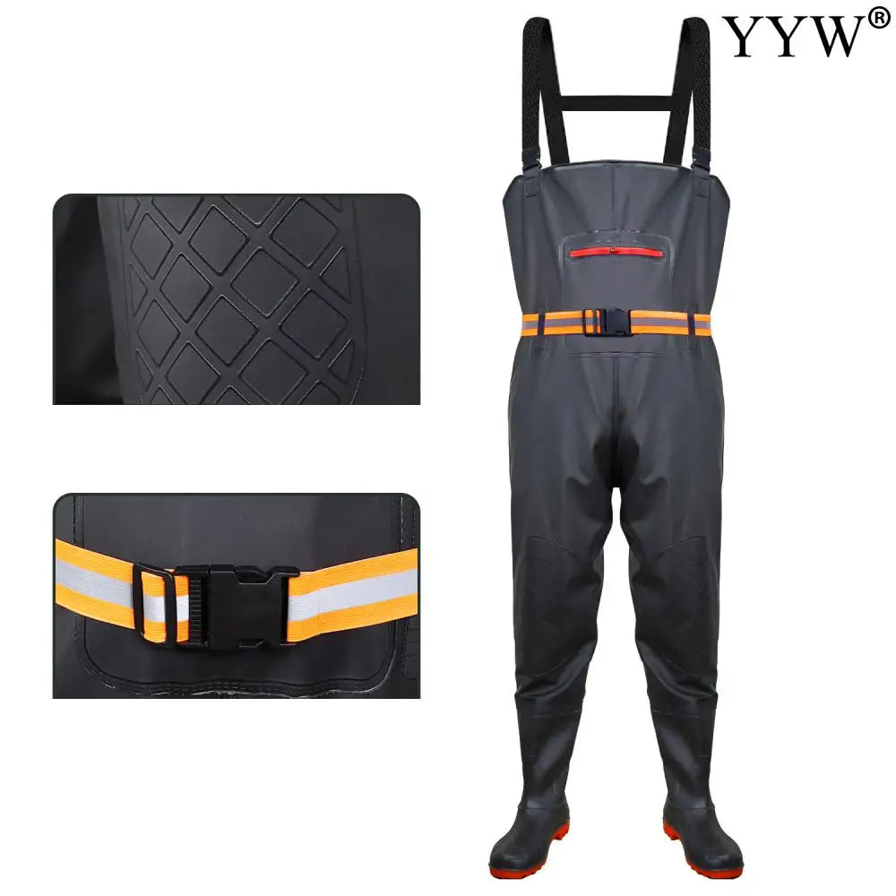 Waterproof Waders Pants With Boots Knee Pads Adult Men Women Thicken Lightweight Fishing Hunting Chest-Length Overalls Trousers