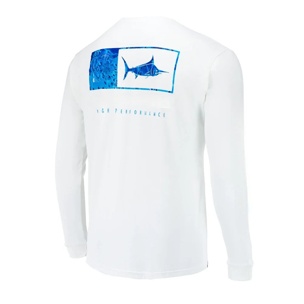 Fishing Apparel Summer Outdoor Men Long Sleeve T Shirt Fish Shirt Sun Protection Breathable Hooded Angling Clothing